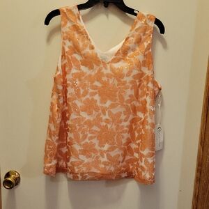 Cato Orange Floral V-Neck Blouse